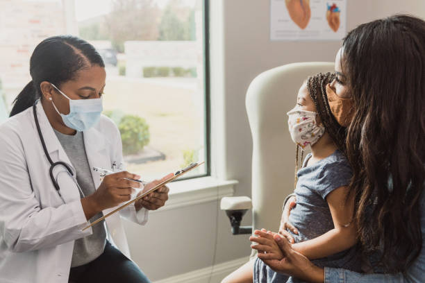 Doctor consulting with a mother and her daughter